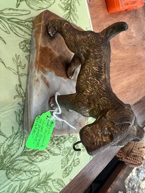 Antique bronze on marble watch holder. Airedale dog beautiful pocket watches